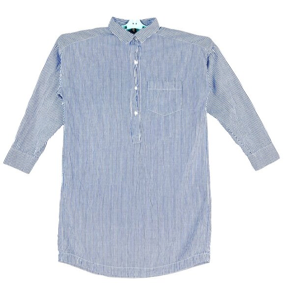 H&M Divided Women's Pull-over Striped Long Shirt Dress Blue/White Cotton Size 4 - Picture 1 of 10